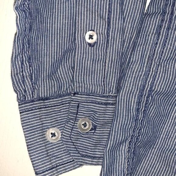 Michael Brandon Boys Blue Stripe Button-Down Shirt M - Picture 7 of 8